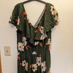 Kiyonna Maxi Dress 1X Green Floral NWT